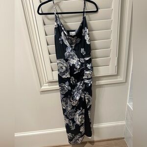 Milly Black and Gray Floral Backless Dress